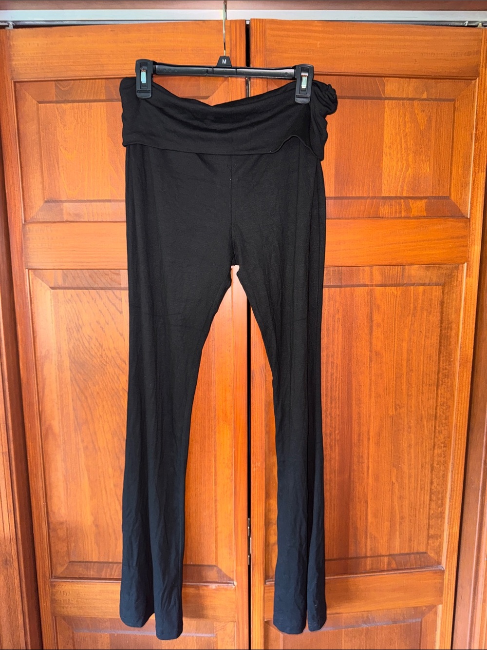 Black Fold-Over Waist Wide-Leg Pants